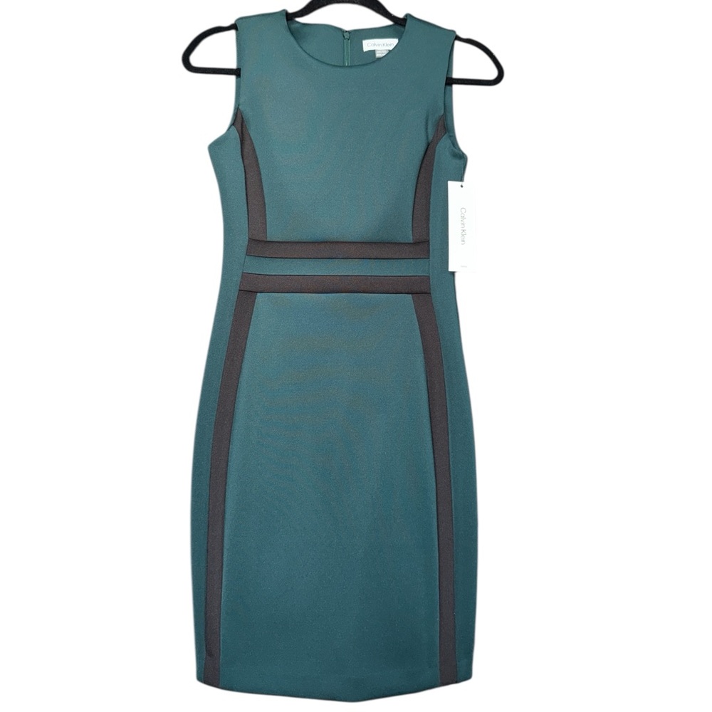 Calvin Klein Sheath Midi Colorblock Sleeveless Dress NWT